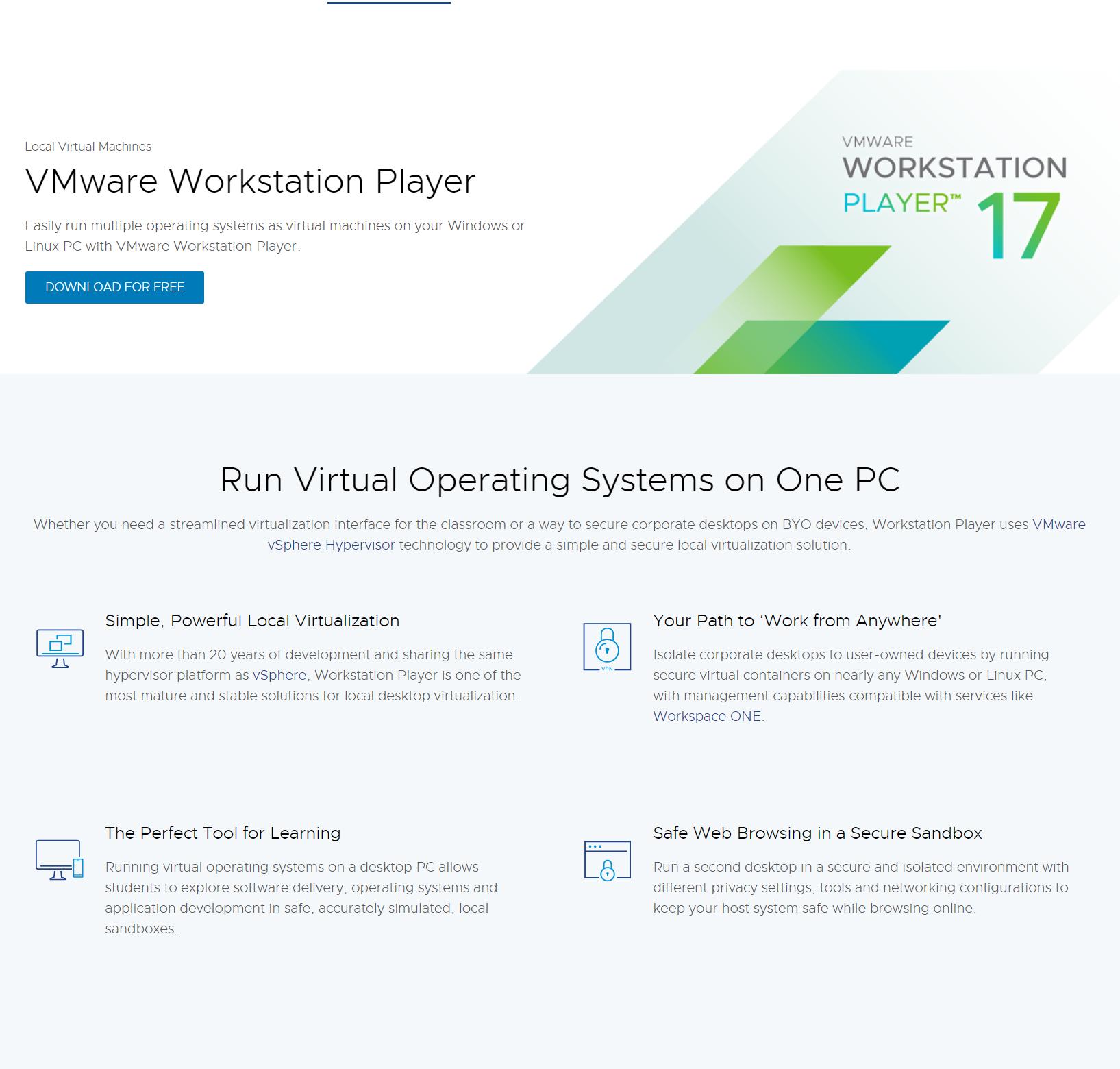 VMware Workstation Player 17.5.22583795 download the new for mac